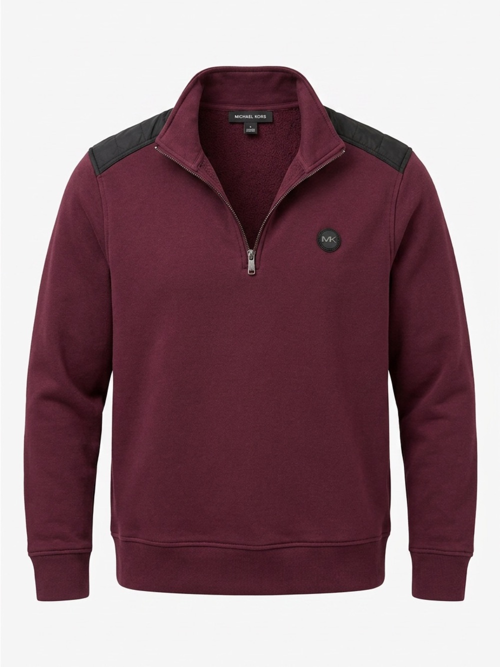 * Title: Michael Kors Men’s Burgundy Quarter Zip Pullover Sweater Black Trim